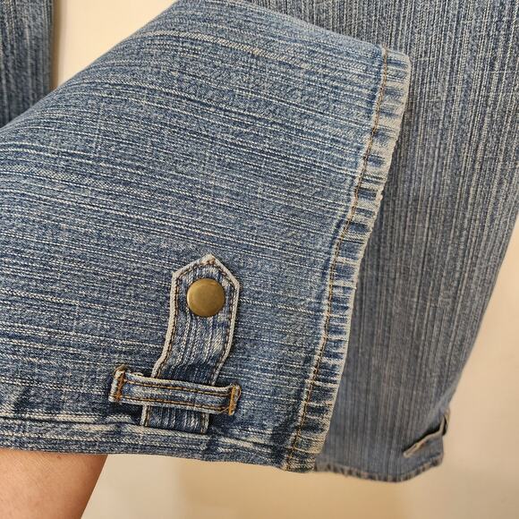 Ann Taylor LOFT Wide Leg Boot Leg Rodeo Jeans Buckle Hem, Size 8 - Picture 6 of 11